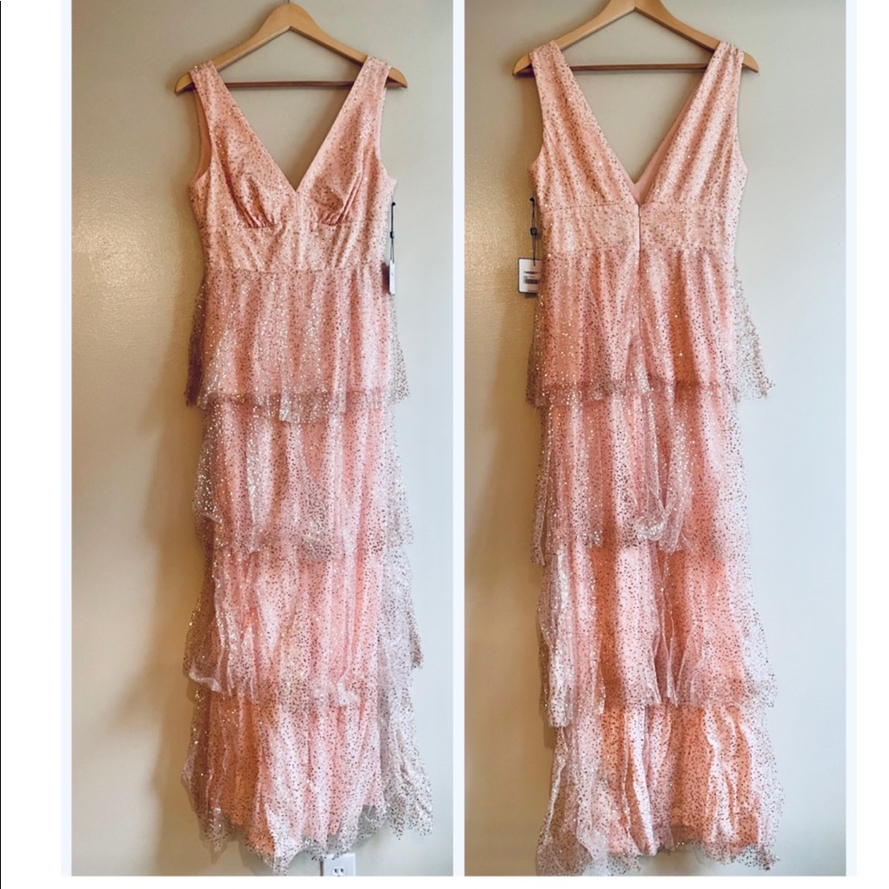 NWT petal pink tulle gold sparkle tiered maxi fairytale (6) Shelli Legal LAUNDRY